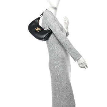 CELINE Smooth Calfskin Medium Strap Ava Triomphe Shoulder Bag Black