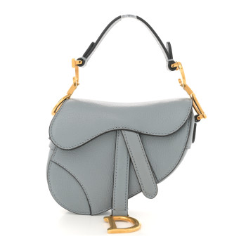 CHRISTIAN DIOR Goatskin Micro Saddle Bag Cloud Blue