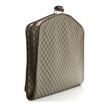 GUCCI GG Supreme Monogram Azalea Calfskin Retro Interlocking G Garment Bag Beige Ebony Brown Sugar