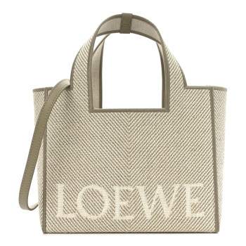 LOEWE Jacquard Canvas Small Font Tote Ecru