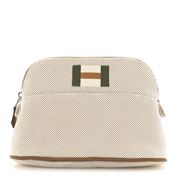 HERMES Cotton Canvas Mini Bolide Casaque Travel Cosmetic Pouch Grege
