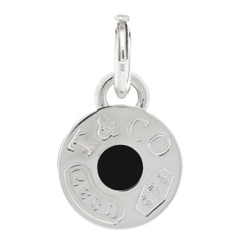 TIFFANY Sterling Silver Enamel 1837 Round Charm Black