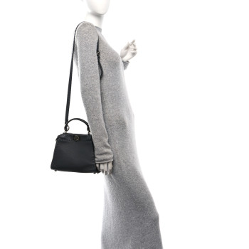FENDI Cuoio Romano Selleria Bi-Color Mini Peekaboo Iconic Satchel Asfalto Latte