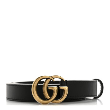 GUCCI Calfskin Double G 20mm Belt 90 36 Black