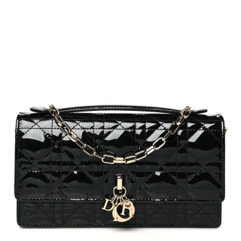 CHRISTIAN DIOR Patent Cannage Mini My Dior Bag Black