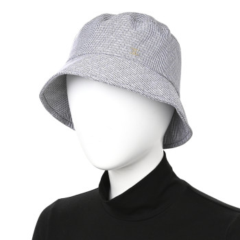CHANEL Cotton Bucket Hat M Navy White