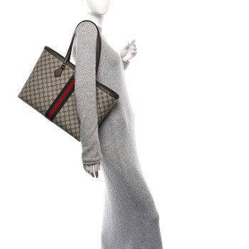GUCCI X BALENCIAGA BB Supreme Monogram Web Medium Ophidia Shopping Tote Beige New Acero