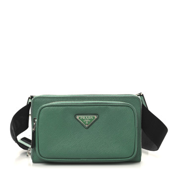 PRADA Saffiano Travel Double Zip Belt Bag Mango