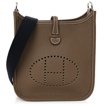 HERMES Taurillon Clemence Amazone Evelyne TPM Etoupe Bleu Indigo