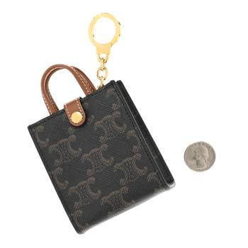 CELINE Triomphe Cabas Keycharm Tan