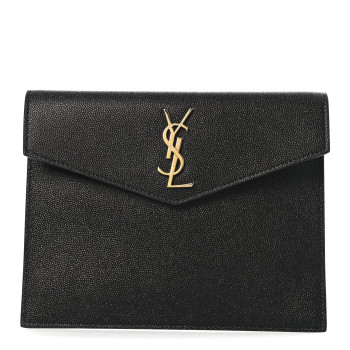 SAINT LAURENT Grain De Poudre Uptown Baby Pouch Black