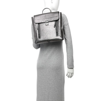 3.1 PHILLIP LIM Metallic Textured Calfskin Pashli Backpack Black Mauve