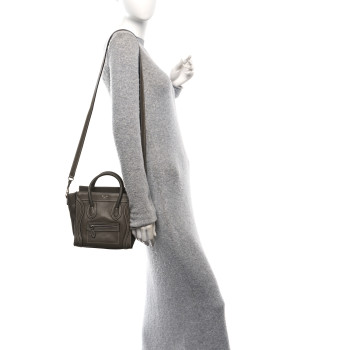 CELINE Drummed Calfskin Nano Luggage Souris