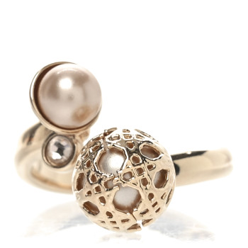 CHRISTIAN DIOR Pearl Secret Cannage Ring 52 6 Rose Gold