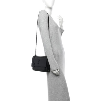 SAINT LAURENT Calfskin Medium Monogram Monochrome Sunset Black