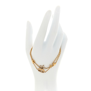 CHRISTIAN DIOR Crystal Star Charms Bracelet Set Gold