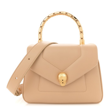 BULGARI Calfskin Serpenti Reverse Top Handle Sahara Amber