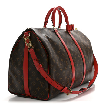 LOUIS VUITTON Calfskin Monogram Keepall Bandouliere 50 Coquelicot