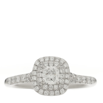 TIFFANY Platinum Diamond .31ct Soleste Cushion Cut Double Halo Engagement Ring 54 7