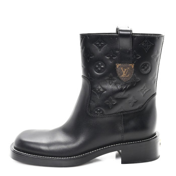 LOUIS VUITTON Calfskin Monogram Downtown Ankle Boots 39 Black