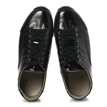 HERMES Patent Epsom Calfskin Trail Sneakers 37 Black