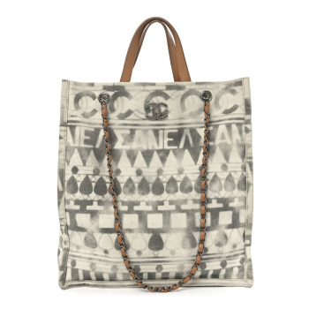 CHANEL Canvas Small Iliad Shopping Tote Beige