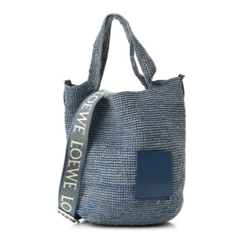 LOEWE Raffia Mini Slit Tote Bag Blue