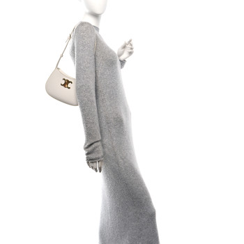 CELINE Shiny Calfskin Medium Tilly Triomphe Shoulder Bag Rice