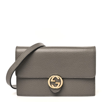 GUCCI Dollar Calfskin Interlocking G Chain Wallet Loess