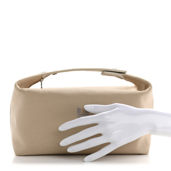 HERMES Canvas Large Bride-A-Brac Pouch Natural