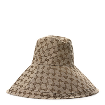 GUCCI Monogram Wide Brim Hat S 56 Beige