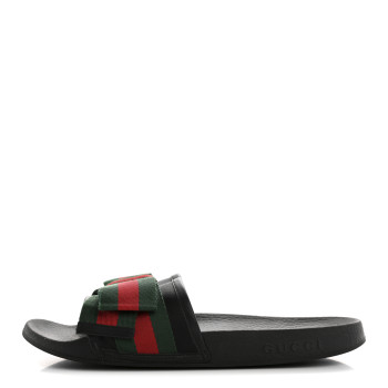 GUCCI Satin Web Bow Slide Sandals Black