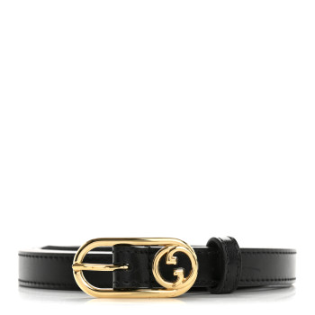 GUCCI Calfskin Round Interlocking G 20mm Belt 110 44 Black
