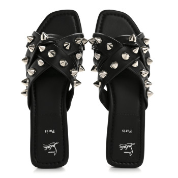 CHRISTIAN LOUBOUTIN Calfskin Miss Spika Club Sandals 40.5 Black