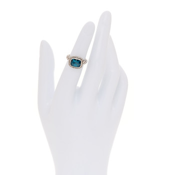 DAVID YURMAN Sterling Silver Diamond Blue Topaz 10mm Noblesse Ring 48 4.5