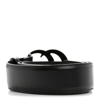 GUCCI Azalea Calfskin Enamel Monochrome Double G 40mm Belt 85 34 Black