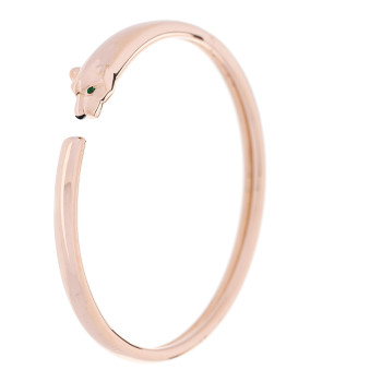 CARTIER 18K Pink Gold Tsavorite Black Onyx Panthere De Cartier Bracelet 16