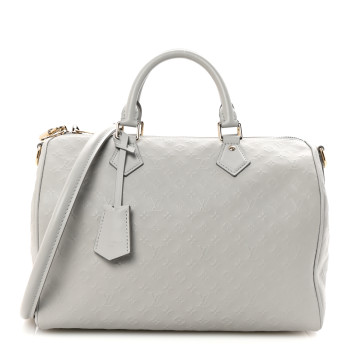 LOUIS VUITTON Calfskin Minigram Speedy Soft 30 Cloud Gray LOUIS VUITTON Calfskin Minigram Speedy Soft 30 Cloud Gray