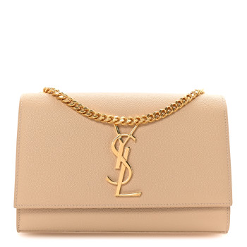 SAINT LAURENT Grain De Poudre Small Monogram Kate Satchel Nude Powder