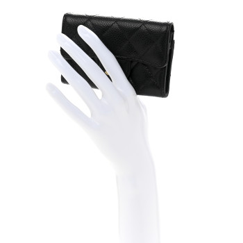 CHANEL Caviar Quilted Flap Card Holder Wallet Black