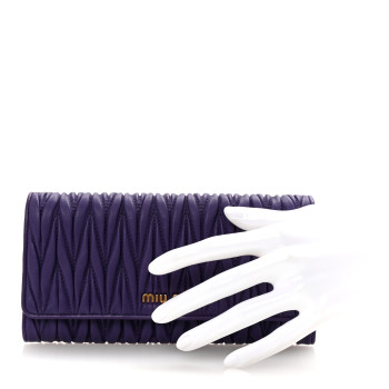 MIU MIU Nappa Matelasse Flap Wallet Purple