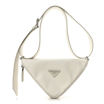 PRADA Saffiano Triangle Shoulder Belt Bag White