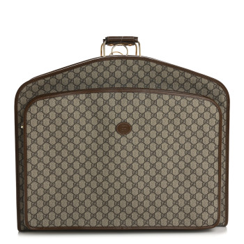 GUCCI GG Supreme Monogram Azalea Calfskin Retro Interlocking G Hanger Garment Bag Beige Ebony Brown Sugar