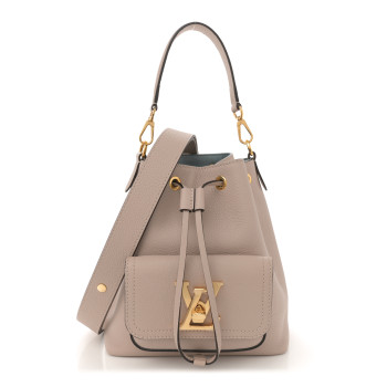 LOUIS VUITTON Calfskin Lockme Bucket MM Greige