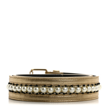 CHANEL Metallic Lambskin Pearl CC Belt 80 32 Gold