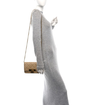 CHANEL Lambskin Quilted Golden Class Wallet on Chain WOC Beige