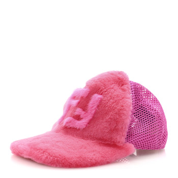 FENDI Cotton Shearling FF Baseball Hat M Fucshia