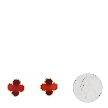 VAN CLEEF & ARPELS 18K Yellow Gold Carnelian Vintage Alhambra Earrings