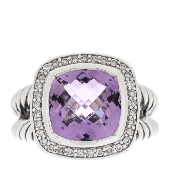 DAVID YURMAN Sterling Silver Diamond Amethyst 11mm Albion Ring 58 8.5