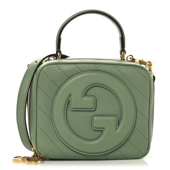 GUCCI Sakai Be Green Calfskin Diagonal Stitched Small Blondie Shoulder Bag Light Green